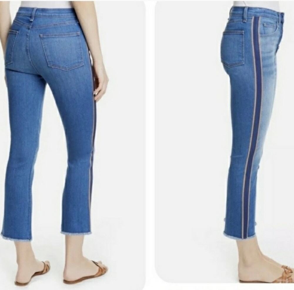 VERONICA BEARD Carolyn 10” Baby Boot Tuxedo Stripe Jeans Sz 25 in Jagger Wash